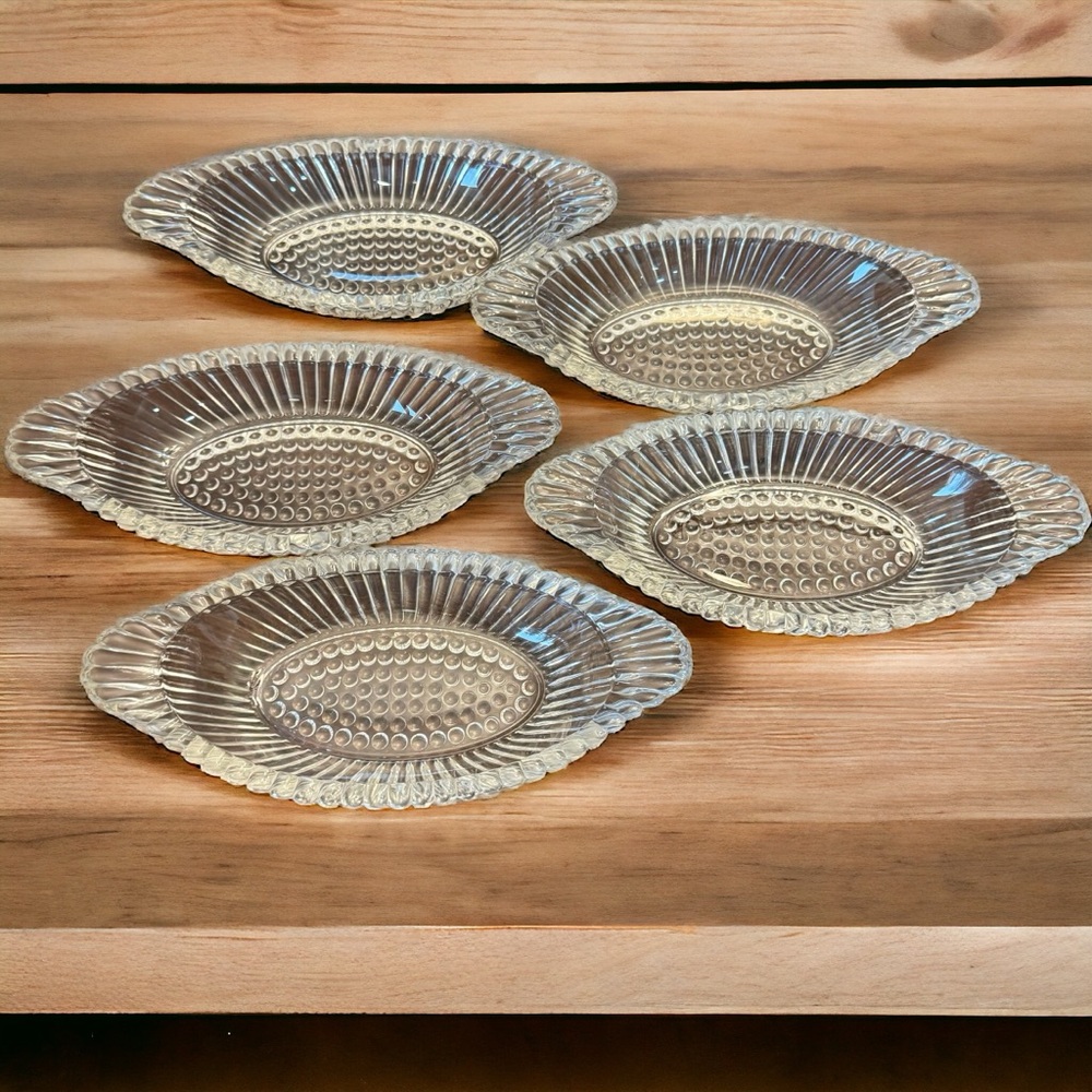 Vintage Set Of 5 Jeanette Glass Company's Flat Banana Split Dishes